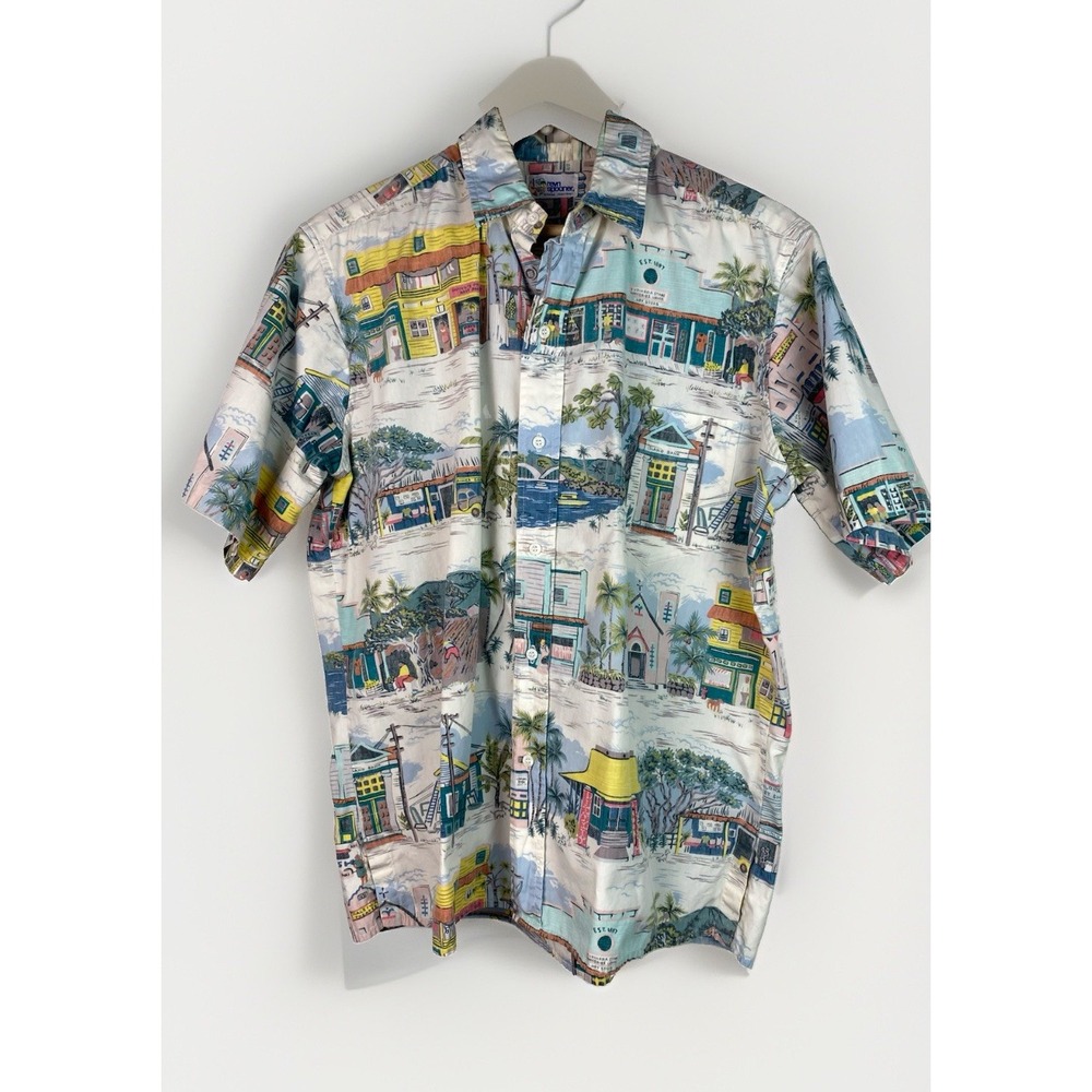 Reyn Spooner Men's L Reverse Printed Island Life Button Up Hawaiian Shirt